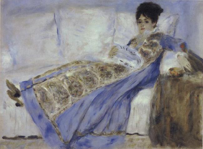  Madame Monet Reclining on a Sofa Reading Le Figaro